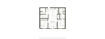 A black and white image of a floor plan for a two bedroom apartment.