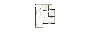 A black and white image of a floor plan for a two bedroom apartment.