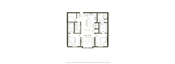 A floor plan of a house with a den/office, kitchen, two bathrooms, a living/dining area, a mech, and two bedrooms.
