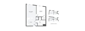 1 Bed 1Bath A3 Floor Plan at The Audubon New Haven, New Haven, Connecticut