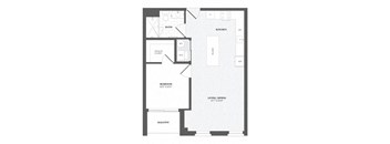 1 Bed 1Bath A4 Floor Plan at The Audubon New Haven, Connecticut
