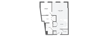 1 Bed 1Bath A8 Floor Plan at The Audubon New Haven, New Haven