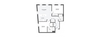 2 Bed 2 Bath B2 Floor Plan at The Audubon New Haven, Connecticut