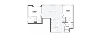2 Bed 2 Bath B3 Floor Plan at The Audubon New Haven, Connecticut, 06511