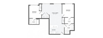 2 Bed 2 Bath B5 Floor Plan at The Audubon New Haven, New Haven, CT