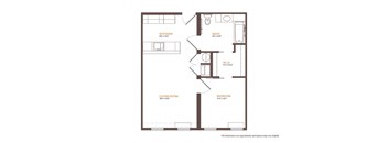 A1 - 1 BEDROOM Floor Plan at Park and Main, Hartford