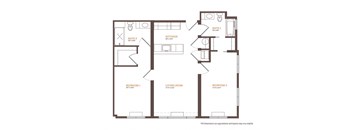 B2-2-BEDROOM Floor Plan at Park and Main, Connecticut
