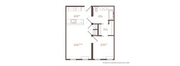 A1 - 1 BEDROOM Floor Plan at Park and Main, Connecticut