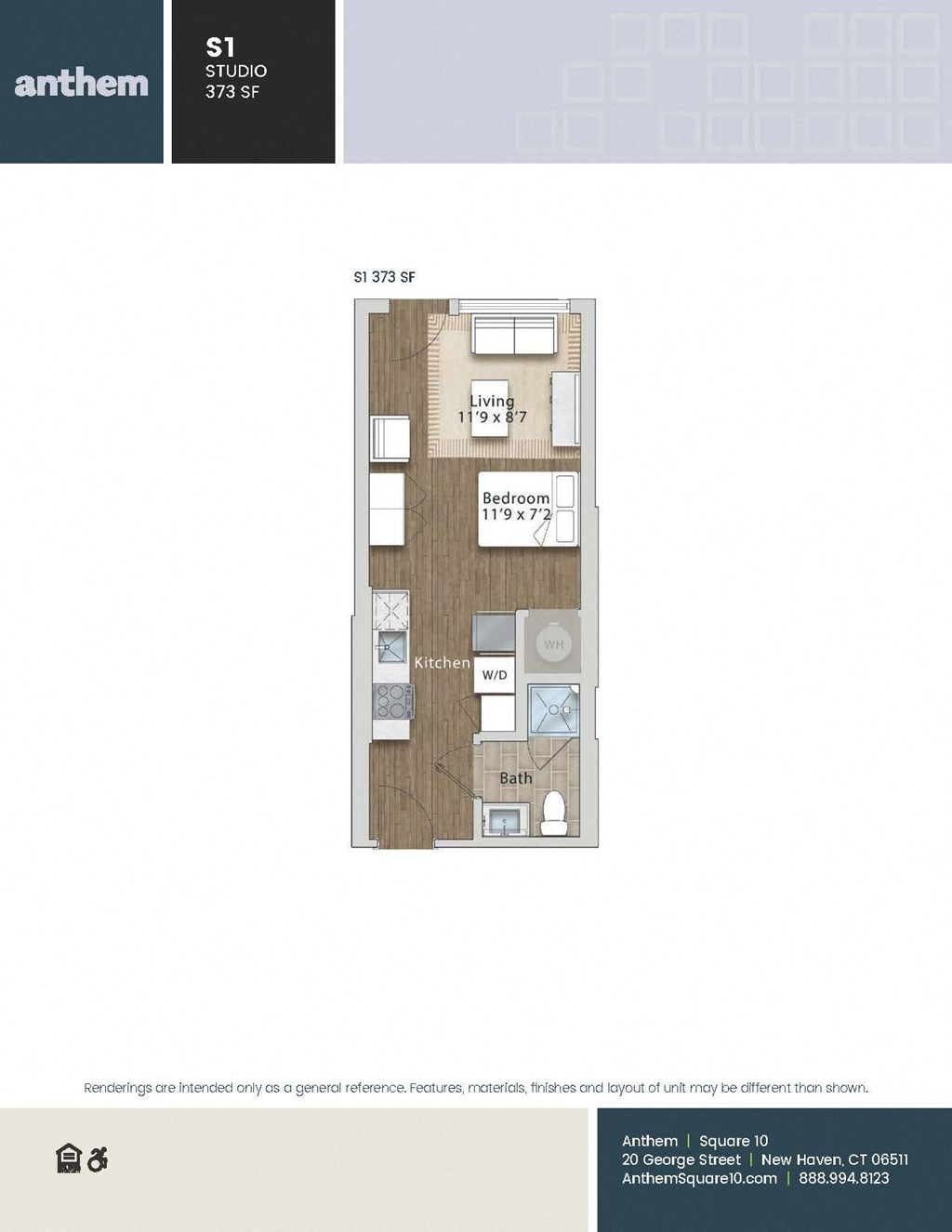 a floor plan of a 1 bedroom apartment