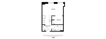 Studio 1 bath floorplan at The 55 Elm Club Apartments, Hartford 06106