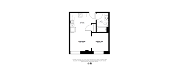 Studio 1 bath B floorplan at The 55 Elm Club Apartments, Hartford
