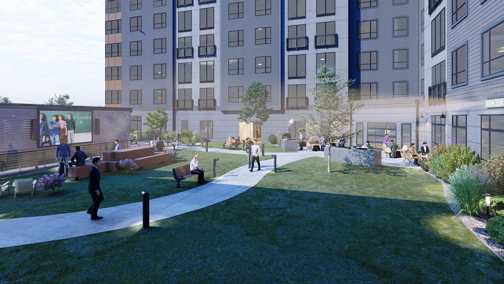 Lush Green Courtyard at Canfield Park at Fairfield Metro, Bridgeport, Connecticut