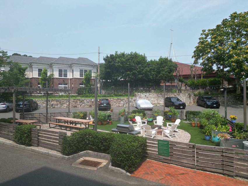 a garden with a seating area and a firepit a garden with a seating area and a firepit at The Corset Factory, Norwalk, CT, 06854 - Photo Gallery
