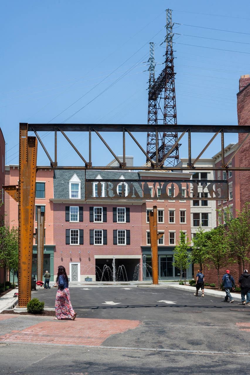 Large property sign  at Iron Works Sono, Norwalk, CT