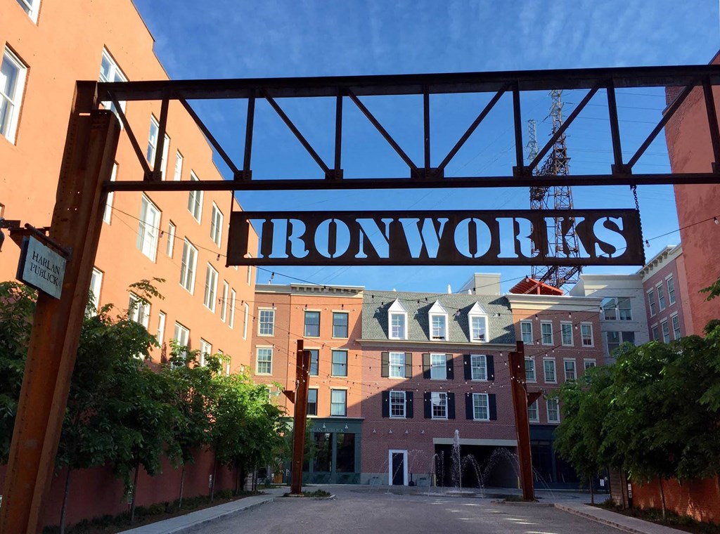 Property sign at Iron Works Sono, Norwalk