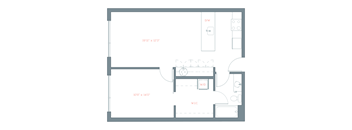 720 Sq. Ft. A1.1 Floor Plan at The Platform, Connecticut