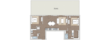 a floor plan of a residence with a bedroom and living room  at Sono Central Residential, Norwalk, 06854
