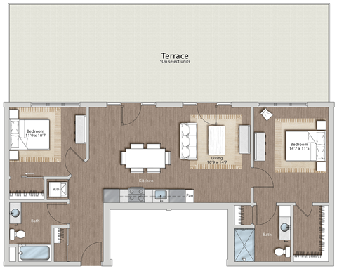 a floor plan of a residence with a bedroom and living room  at Sono Central Residential, Norwalk, 06854