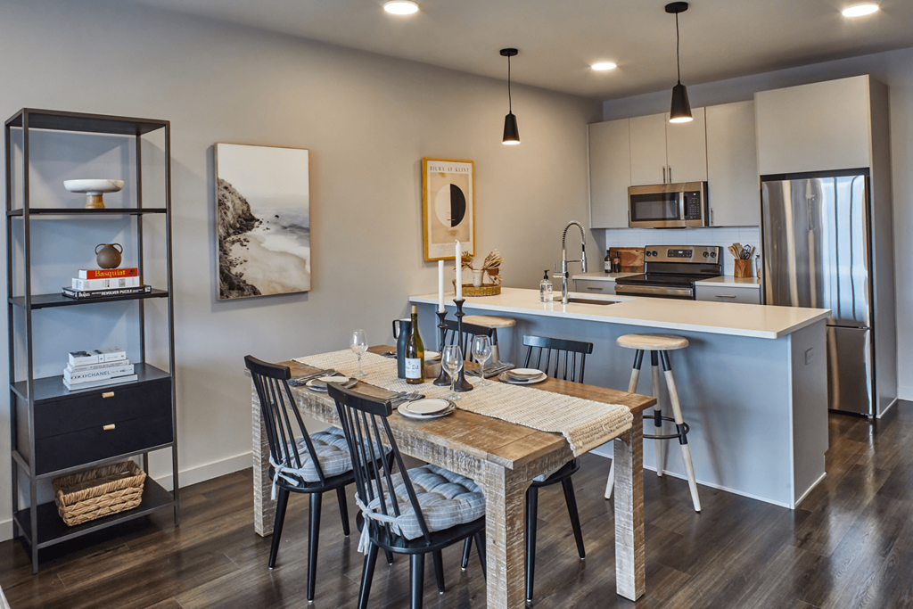 Open kitchen and dining area at Sono Central Residential, Norwalk, CT