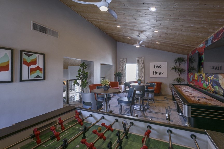 Pheonix Apartments- Icon on Central- exterior- recreation room with a foosball table and pool table