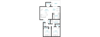 2 Bedroom 1 Bath Floor Plan at Notch 8, Tacoma, WA