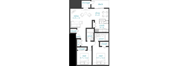2 Bedroom 2 Bath Floor Plan at Notch 8, Tacoma, Washington