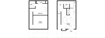 a floor plan of a house with a bedroom and a living room