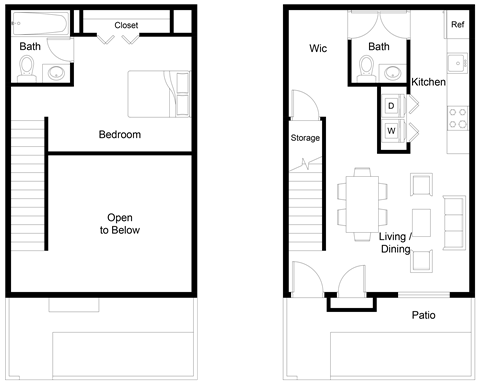 a floor plan of a house with a bedroom and a living room