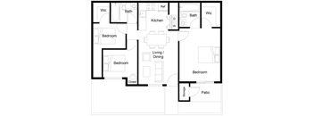 a floor plan of a house with a kitchen and a living room