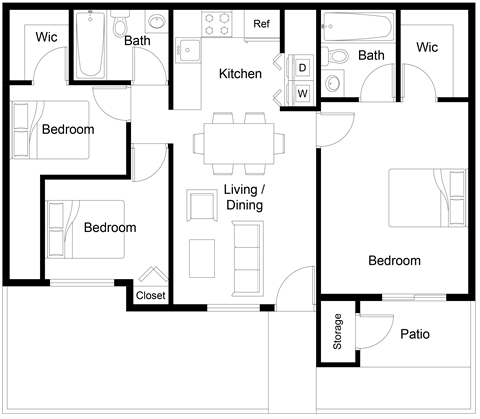 a floor plan of a house with a kitchen and a living room