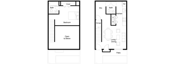 a floor plan of a house with a bedroom and a living room