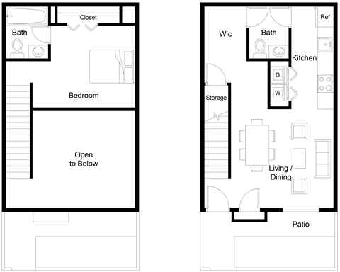 a floor plan of a house with a bedroom and a living room