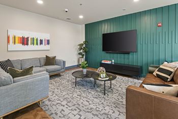 a living room with couches and a tv