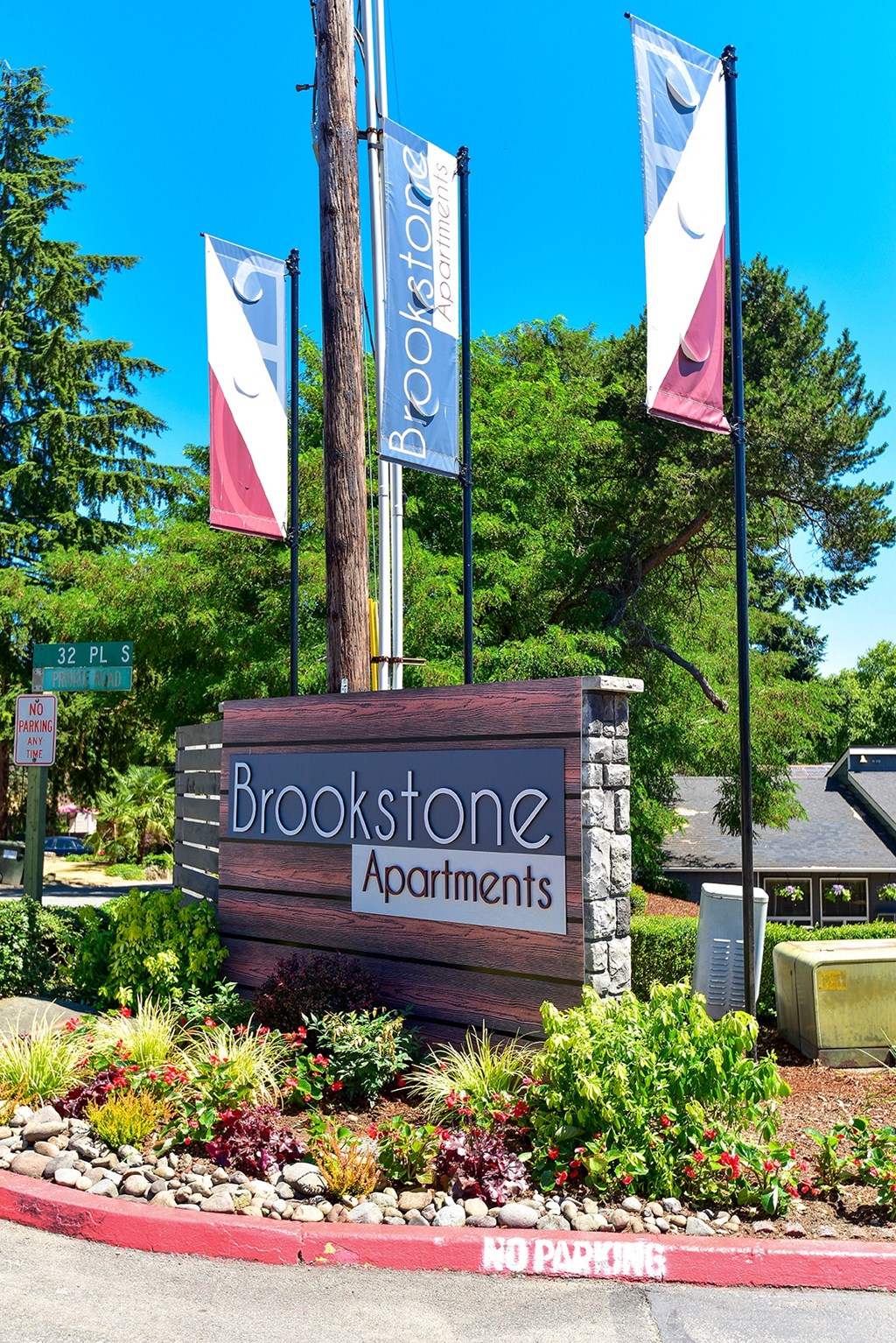 a picture of the brookstone apartments sign