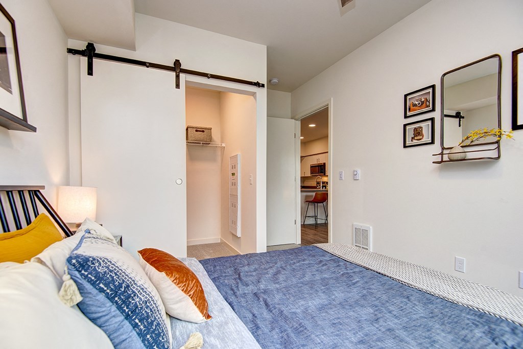 Bedroom With Closet at Hazel Apartments, Edmonds, WA, 98026