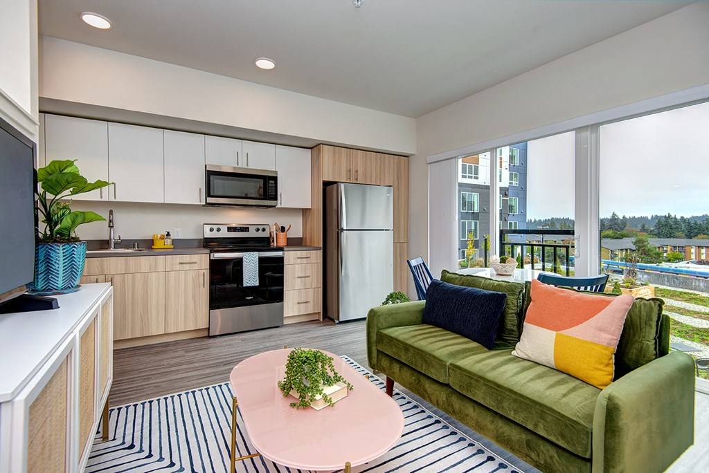 Living And Kitchen at Hazel Apartments, Edmonds, WA