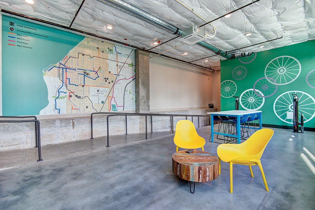 bike storage at Hazel Apartments, Washington