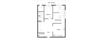 a floor plan of a small house with a kitchen and a living room