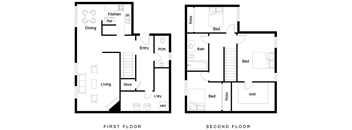 3 Bedroom Floor Plan at Aero Apartments, Washington