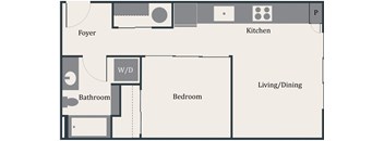 a floor plan of a house with a bedroom and a living room at Gage On Sixth, Tacoma, WA