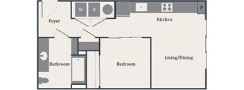 a floor plan of a house with a kitchen and a living room