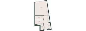 a floor plan of a small apartment with a bedroom and a living room