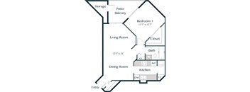 1 Bedroom 1 Bathroom Floor Plan
