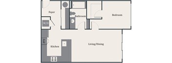 a stylized drawing of a floor plan of a house at Gage On Sixth, Tacoma