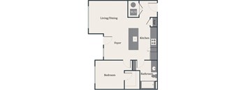 plan of a 1 bedroom apartment at Gage On Sixth, Tacoma Washington