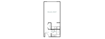 A floor plan of a room with a section labeled "RELAX/REST".