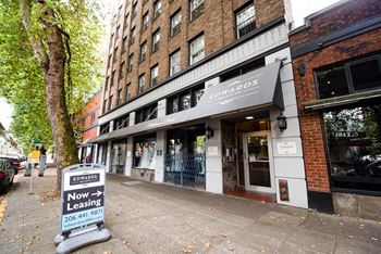 A leasing sign at Edwards on Fifth, Seattle, WA, 98121