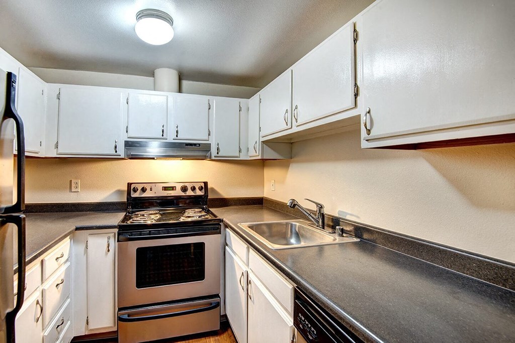 Kitchen area at Ellis Court Apartments, Seattle, WA