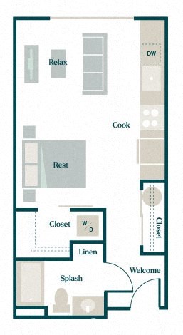 Flamingo Floor Plan at Hazel Apartments, Edmonds, 98026