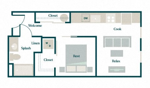 Hibiscus Floor Plan at Hazel Apartments, Edmonds, 98026